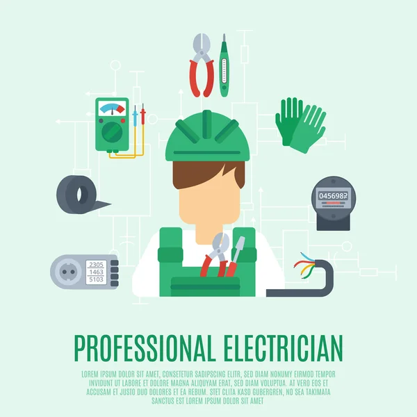 Professional Electrician Concept — Stock Vector