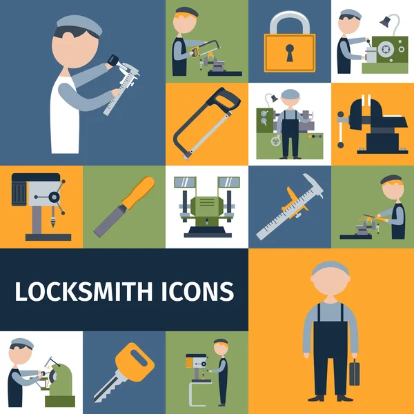 Locksmith Icons Set — Stock Vector