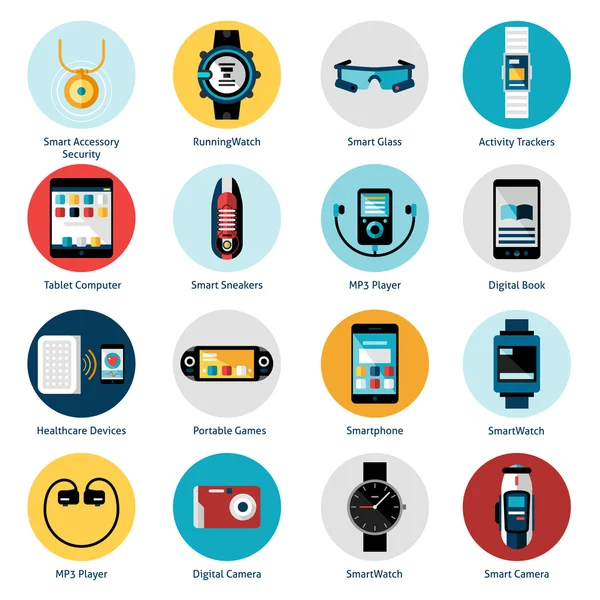 Wearable Technology Icons — Stock Vector