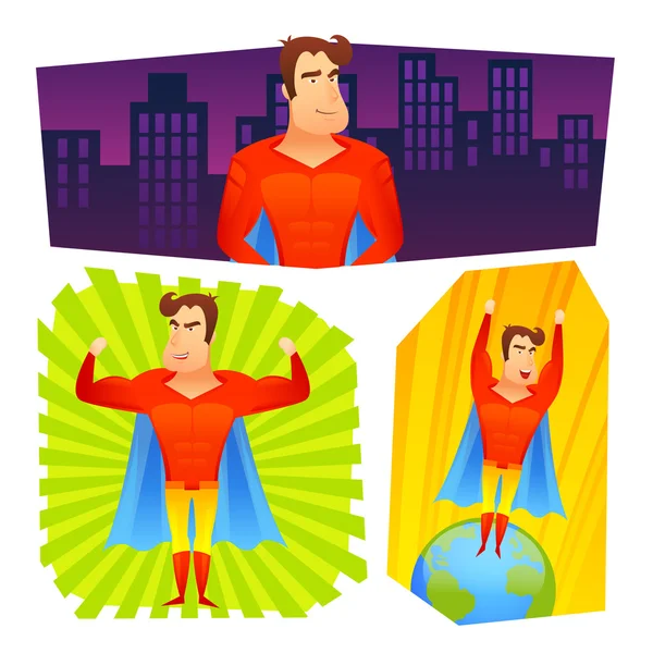 Superhero posters banners set — Stock Vector