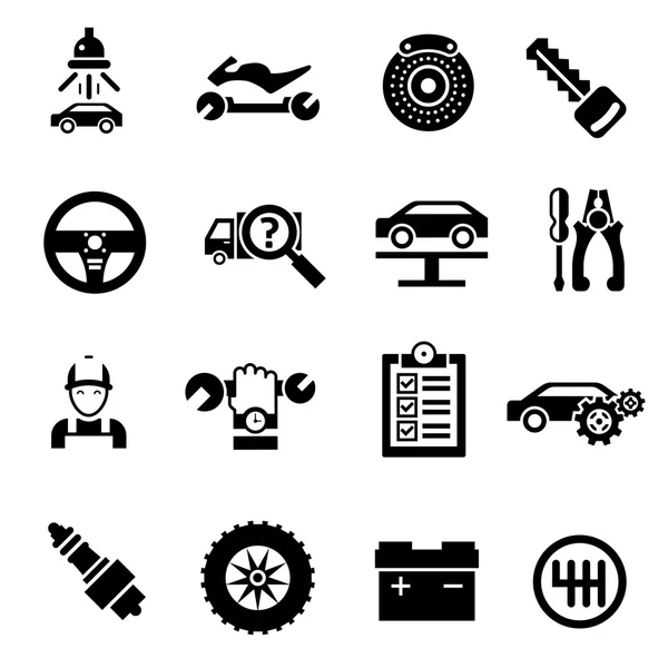 Iconos de reparación de coches Negro — Vector de stock
