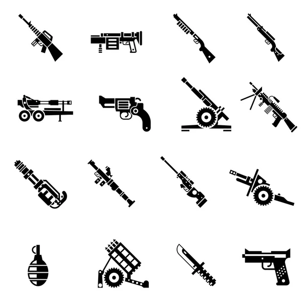 Icônes d'armes Noir — Image vectorielle