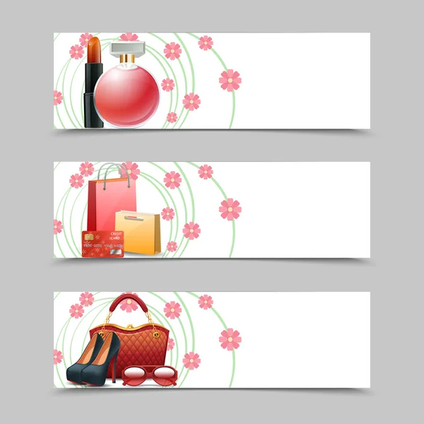 Donne Shopping Banner — Vettoriale Stock