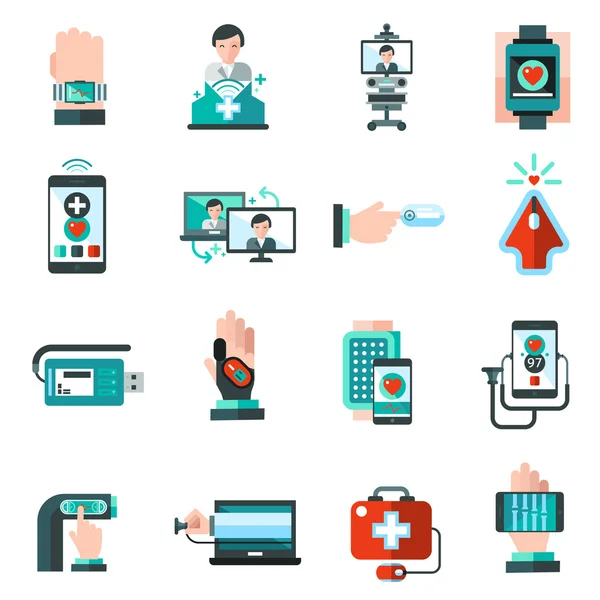 Иконы цифровой медицины — стоковый вектор