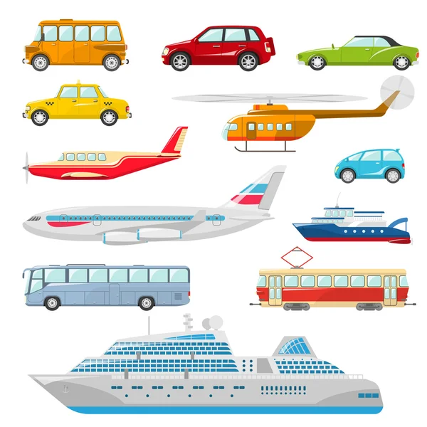 Iconos de transporte plana — Vector de stock