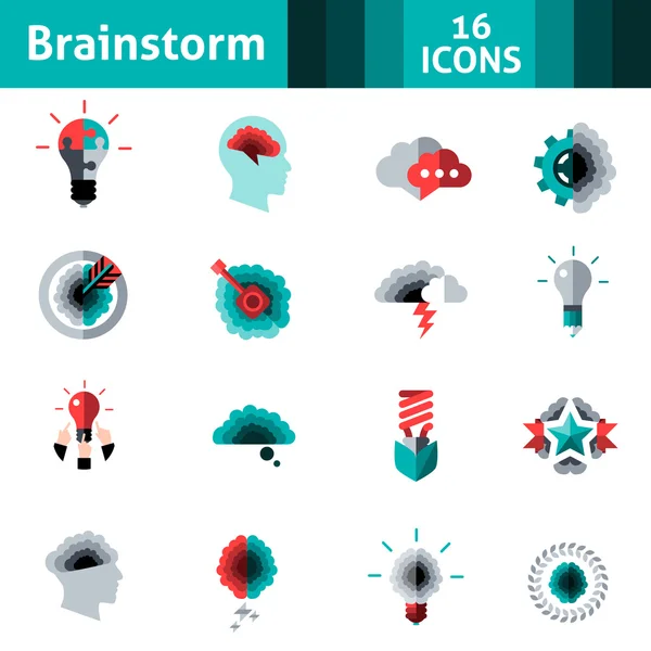 Conjunto de iconos de tormenta de ideas — Archivo Imágenes Vectoriales