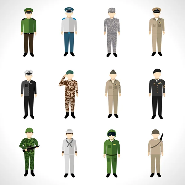 Set Avatares Militares — Vector de stock