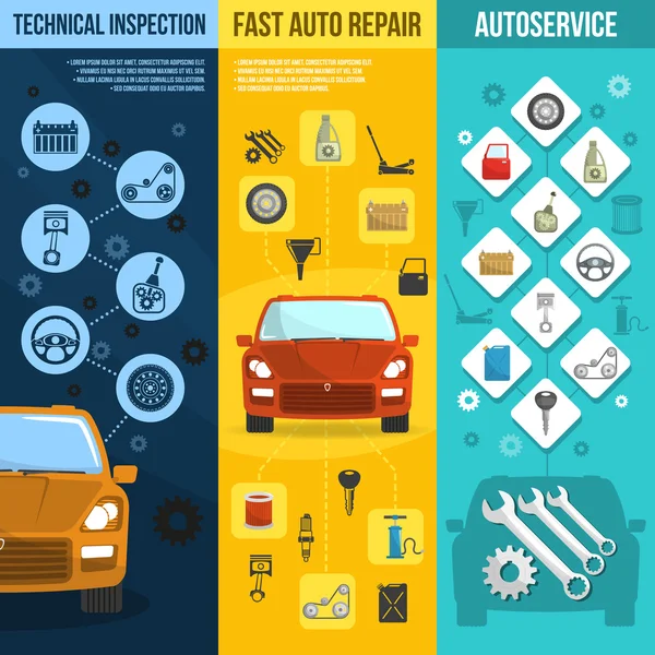 Ensemble de bannière verticale de service automatique — Image vectorielle