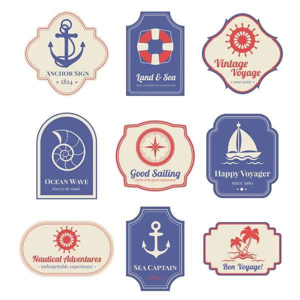 Nautical emblems set — Stock Vector