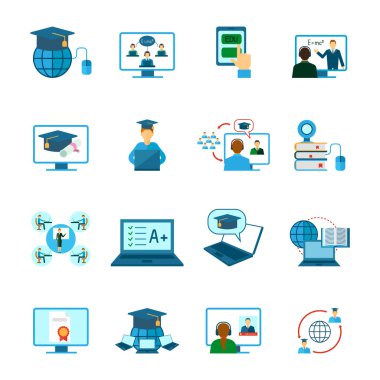 Online Eğitim simgesi düz