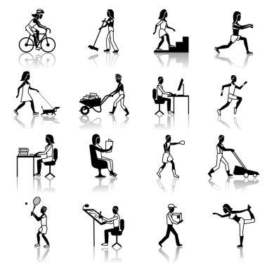 Physical Activities Icons Black clipart
