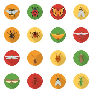 Insects Icons Flat clipart