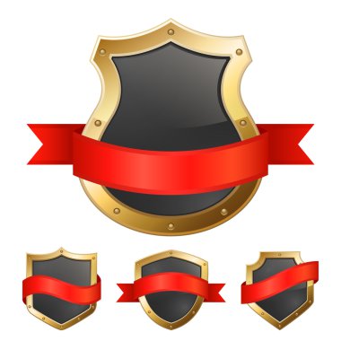 Siyah altın çerçeve shields ile şerit