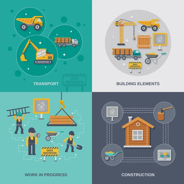 Conjunto plano de construcción — Archivo Imágenes Vectoriales