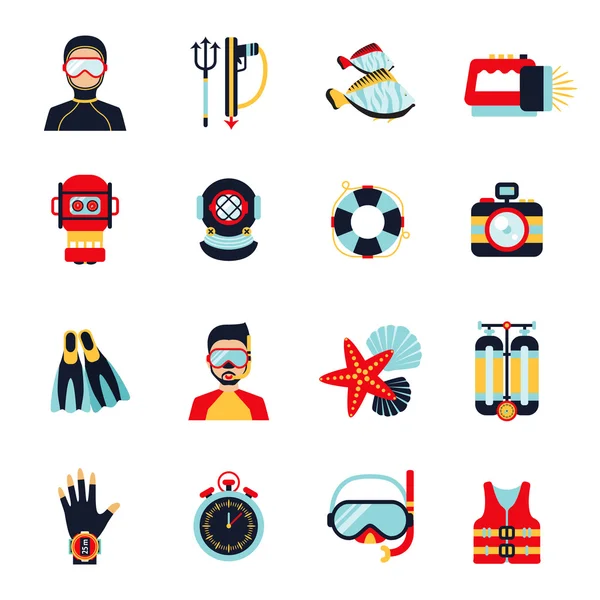 Diving Icons Set — Stock Vector