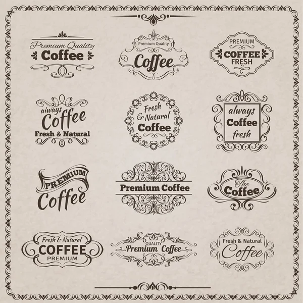 Conjunto de emblema de café — Vector de stock