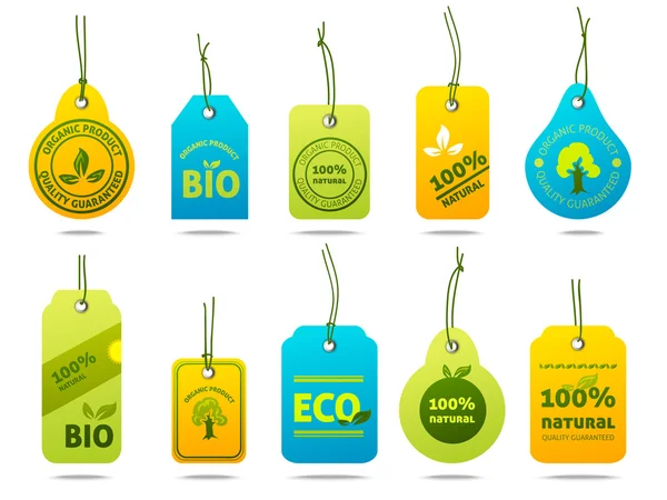 Ökológia karton Címkék — Stock Vector