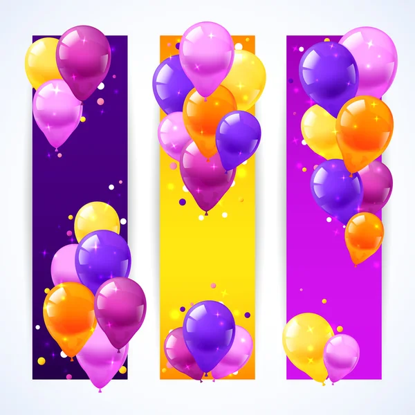 Colorful Balloons Banners Vertical — Stock Vector