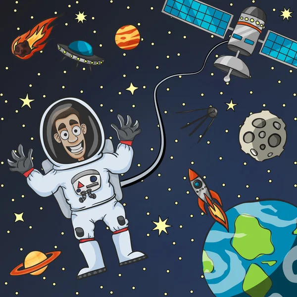 Astronauta no espaço — Vetor de Stock