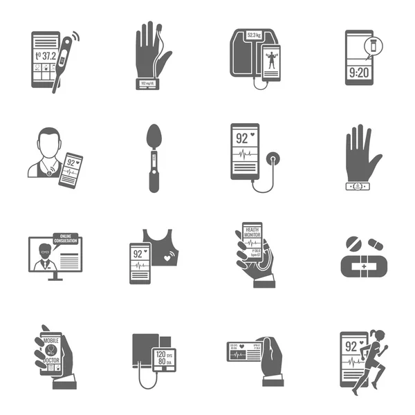 Digitale gezondheid icons set — Stockvector