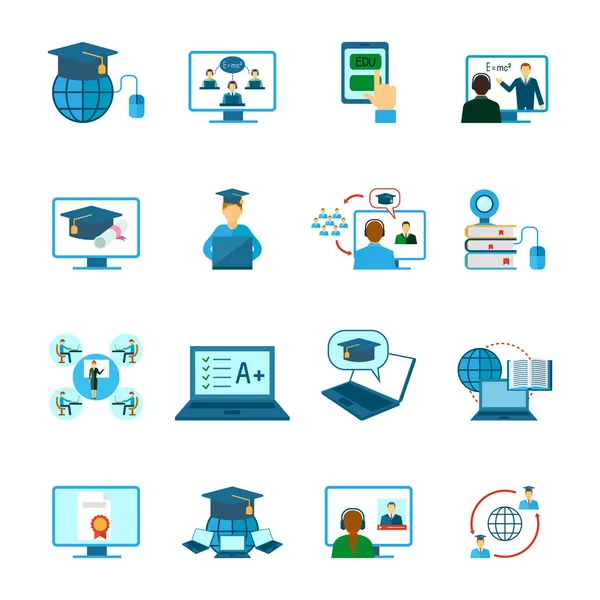 Online onderwijs pictogram platte — Stockvector