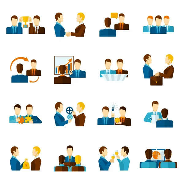 Partnership Flat Icons Set — Stock Vector