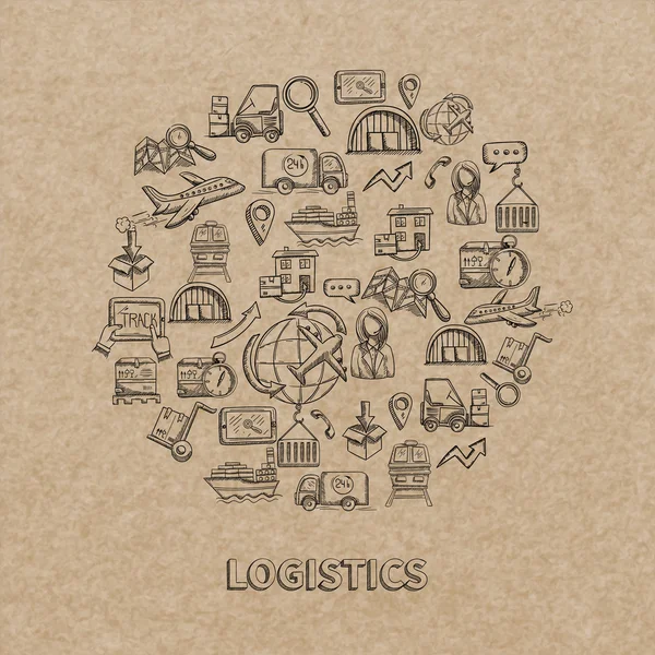 Iconos de boceto logístico — Vector de stock