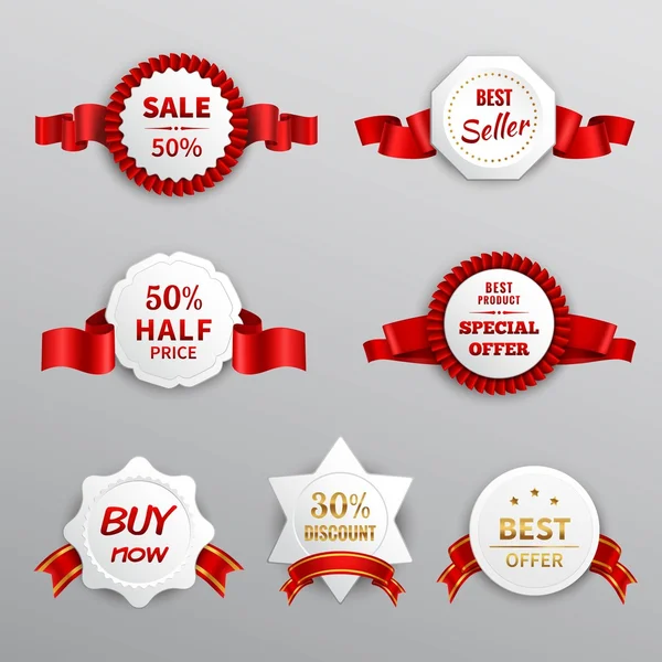 Red Paper Sale Labels — Stock Vector