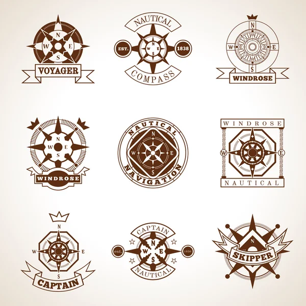 Compass Label Set — Stock Vector