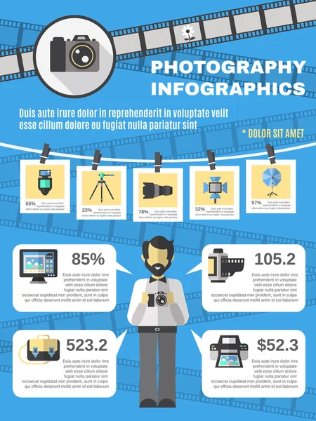 Conjunto de infográficos de fotografia — Vetor de Stock