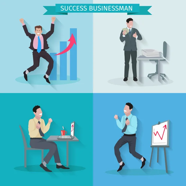 Successful Businessman Set — Stock Vector
