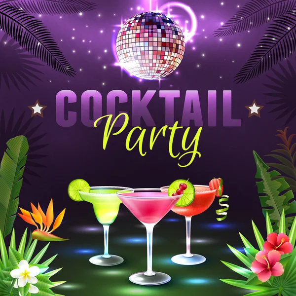 Cocktail affiche de fête — Image vectorielle