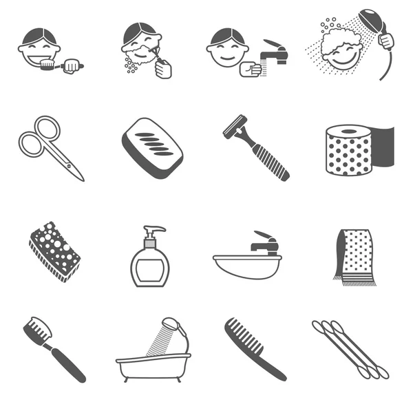 Iconos de higiene Negro — Vector de stock