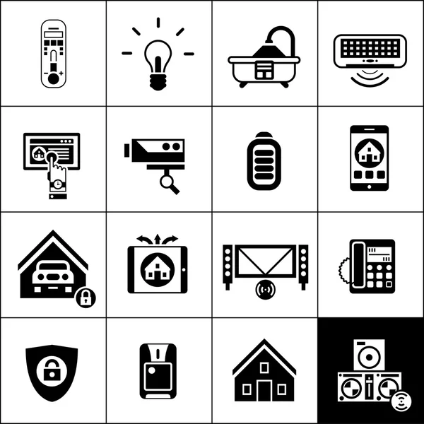 Smart House Icons Black — Stock Vector