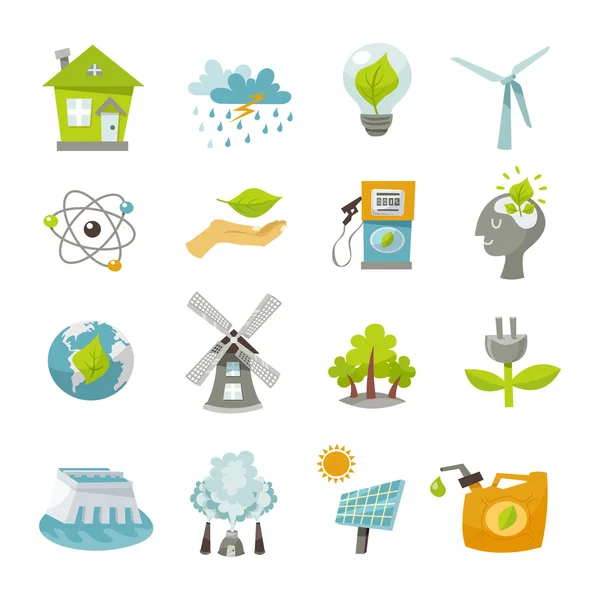 Eco Energy Icons Flat — Stock Vector