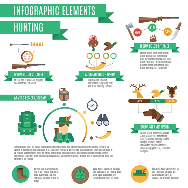 Caça conjunto de infográficos — Vetor de Stock