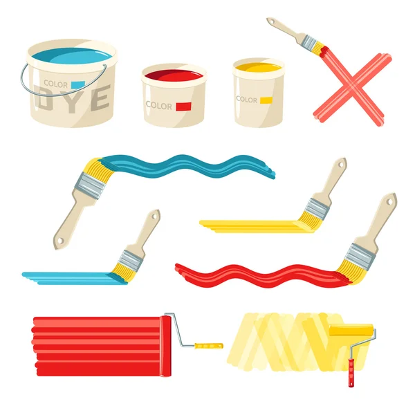 Roller And Paint Brushes — Stock Vector