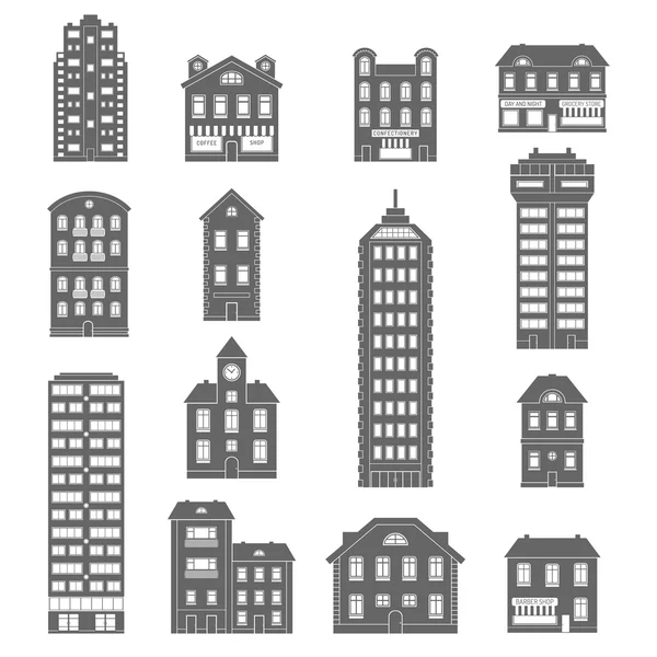 House Icons Black — Stock Vector