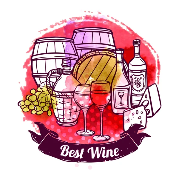 Ilustración del boceto del vino — Vector de stock