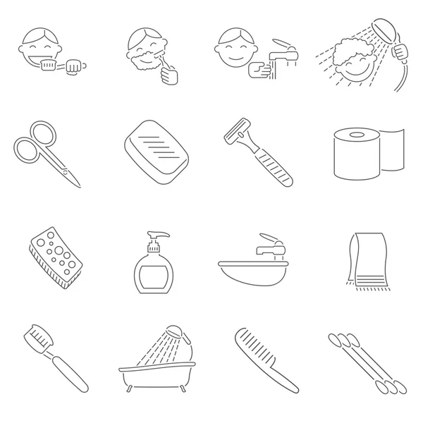 Esquema de iconos de higiene — Vector de stock