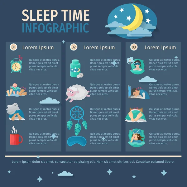 Infografías del tiempo de sueño — Vector de stock
