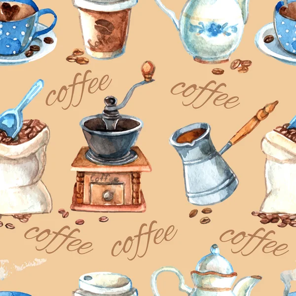 Vintage caffè set elementi modello senza soluzione di continuità — Vettoriale Stock