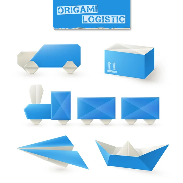 Origami conjunto logístico — Vector de stock