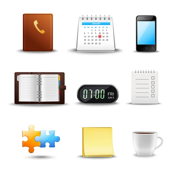 Realistic Time Management Icons — Stock Vector