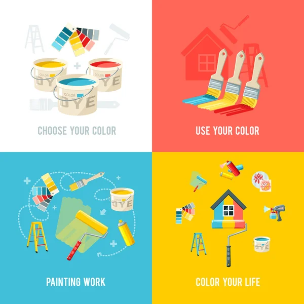 Concepto de diseño de trabajo de pintura — Vector de stock