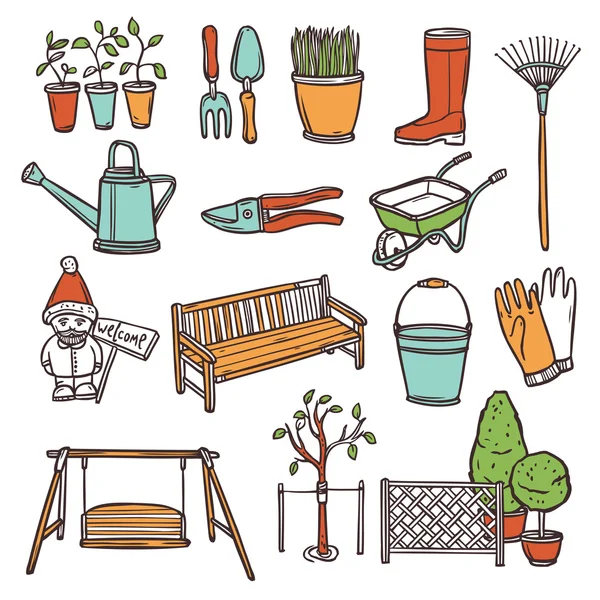 Ensemble d'outils de jardinage — Image vectorielle