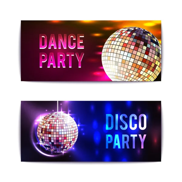 Disco Party Banners Horizontal — Stock Vector