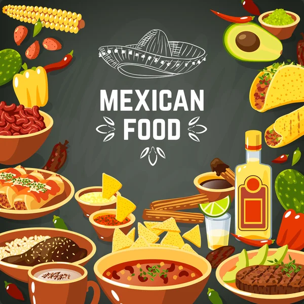 Ilustração de comida mexicana — Vetor de Stock