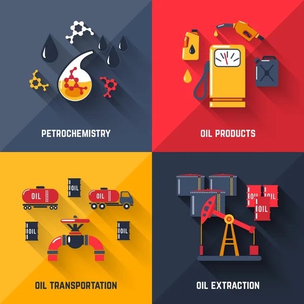 Conjunto de concepto de diseño de petróleo — Archivo Imágenes Vectoriales