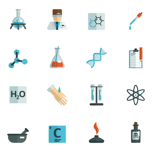 Iconos de química plana — Vector de stock